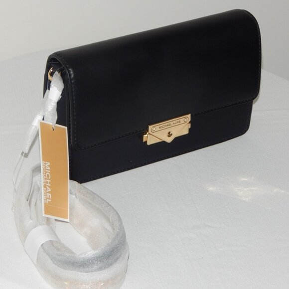 Michael Kors CECE Medium Flap Structured Clutch Chain Shoulder Bag Black NWT - Picture 8 of 13